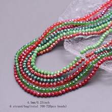 Perline in vetro di cristallo a faccetta Rondelle di circa 4mm, colore di rivestimento, 6 fili / sacchetto, circa 720 pezzi, perline sfuse spaziatrici per la fabbricazione di gioielli fai-da-te, accessori per braccialetti, collane e accessori per abbigliamento