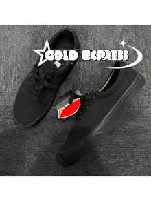 Authentic Men's Casual Basic Skater Sneakers In Various Colors, Unisex, Non-Slip, Sizes 34 To 43, 24-Hour Shipping - Black - View 3