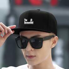 【Popular Item】Black cap with the design of "The Accountant" large head around flat bill cap low cap ball cap breathable visual unisex small head around graphic print baseball cap retro haphop baseball cap Baseball cap low cap snapback duck cap snapback cap duckville cap sports fashionable snapback cap - ブラック - チェックする 3