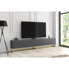 Ripple Duo TV Unit 200cm - Modern Fluted Design With Push To Open Doors - Dark Grey - View 7