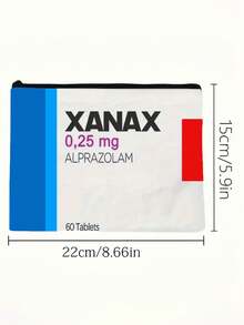 1pc Leksal Xanax By Leksal Medication Storage Bag - 0.5mg Alprazolam Tablet Organizer With Secure Zipper Closure, Makeup Bag, Pattern Printed Bag Storage Bag,Cosmetic Pouch For Small Items Storage,Storage Bag, Makeup Storage Bag, Toiletry Bag Make Up Bag Makeup Pouch Cosmetic Bag Wash Bag Travel Essential Cruise Essentials Vacation Essentials For Men Women