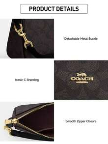 Coach Nolita 19 单肩包，经典帆布材质，复古女士腋下包，方形斜挎包，优雅旅行包 - 胡桃木拼黑色 - 查看 4