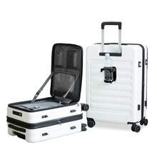 Suitcase, Front-Opening, Carry Case, Capacity Expansion Function, Single-Opening, Shock-Resistant, Ultra-Lightweight, Small Size, Large Capacity, 40L, USB Port, Cup Holder, Hook Function, Zipper Type, Multiple Storage Pockets, 360-Degree Rotation, Quiet, Lightweight Design, Double Casters, Travel, Business Trip, Sc703 - trắng - Xem 13