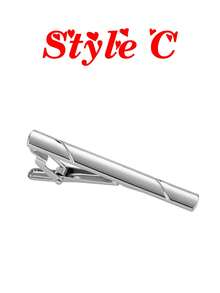 1/4pcs Men's Tie Clip Set, Father's Day Gift, 2.3 Inch Silver Tie Bar Clips, Metal Clasp, Business Professional Fashion Design - Silver - View 8
