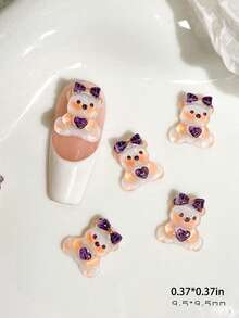 20 قطعة من الزينة لفن الأظافر بتصاميم كرتونية بأشكال قلب وربطة عنق ودب تيدي، من الراتنج الشفاف ثلاثي الأبعاد، مواد تزيين لفن الأظافر DIY، ملصقات ماسية، ضرورية لفن الأظافر اليدوي في صالونات الأظافر