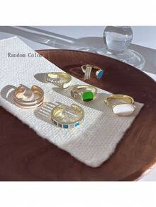 6 件时尚粉水晶蝴蝶结心形戒指锆石戒指 Y2K 闪亮锆石戒指适合女士女孩派对美学珠宝