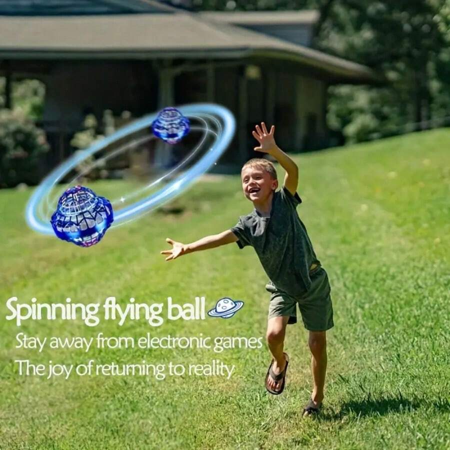 [LED Light | Hand Controlled] Hand Controlled Smart UFO Boomerang Flying Ball With LED Light | Fly Orb Ball Spinner, Outdoor Rotating Hover Mini Drone | Creative Gift For Boys Or Girls Christmas Birthday New Year - 藍色 - 查看 1