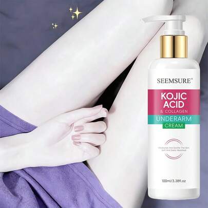 Kojic Acid & Collagen Brightening Underarm Cream - Niacinamide, Licorice Acid, And Glycerin Formula, Non-Greasy And Lightweight, Brightens Skin Tone And Fades Dark Spots, Long-Lasting Hydration, Suitable For Summer Bikini And Sleeveless Wear, Swimwear Skincare, Stylish Tube Design, Alcohol-Free