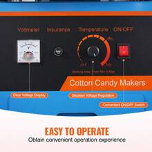 Máquina eléctrica para hacer algodón de azúcar con carrito, 1000 W, para uso comercial, con recipiente de acero inoxidable, cuchara para azúcar y cajón, perfecta para el hogar, cumpleaños de niños, fiestas familiares, color azul - Azul - Ver 3