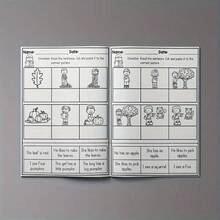 Zufälliger Stil Englisch Arbeitsheft für Grundschule, Natürliche Phonetik CVC Leseverständnis, Wortwurzeln, Nachspuren & Ausmalen - Verschiedenfarbig - Übersicht 5