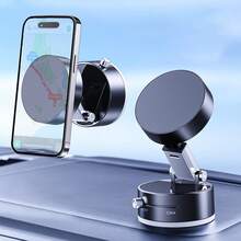 Upgraded Vacuum Magnetic Car Phone Holder With 360° Rotation & Foldable Design Strong Magnetic Absorption For IPhone Samsng Desktop Stand - màu đen - Xem 11