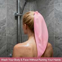 长发防水发套，皇冠式洗发浴帽，可扎马尾辫，防水发套可重复使用，马尾辫沐浴帽，快速清爽发根，洗发护发配件，适用于马尾辫 - 彩色 - 查看 4