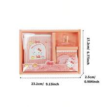 Miniso Caja de regalo de la serie Sanrio Hello Kitty, que incluye un diario, un clip de diario y notas adhesivas, adecuado para la creación de cuentas diarias o registros de viaje (1 pieza) - Rosa - Ver 9