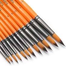 12 piezas de pinceles de punta redonda de diferentes colores para acuarela, acrílicos, tinta, gouache, óleo, témpera marrón - 12marrón - Ver 1