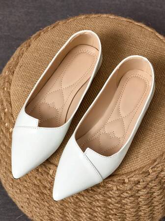 女士尖头休闲平底鞋，海军蓝，适合春、夏、秋季日常穿着及户外活动，百搭