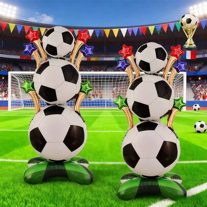 1pc Large New 62.2-Inch Football Pile Balloon, Football Balloon Column, Football Themed Party Decoration, World Cup Decoration, Party Balloon, Suitable For Football Match Celebrations, Stadium Party Settings, Outdoor Festival Decoration