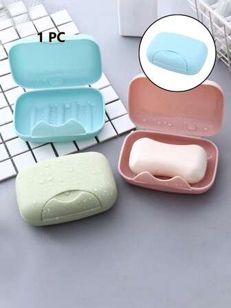 Caja de jabón portátil de viaje, estuche impermeable sellado para jabón con tapa y cierre, plato de jabón de plástico de unicolor, estuche de almacenamiento de jabón, suministros de baño, regalo para adolescentes