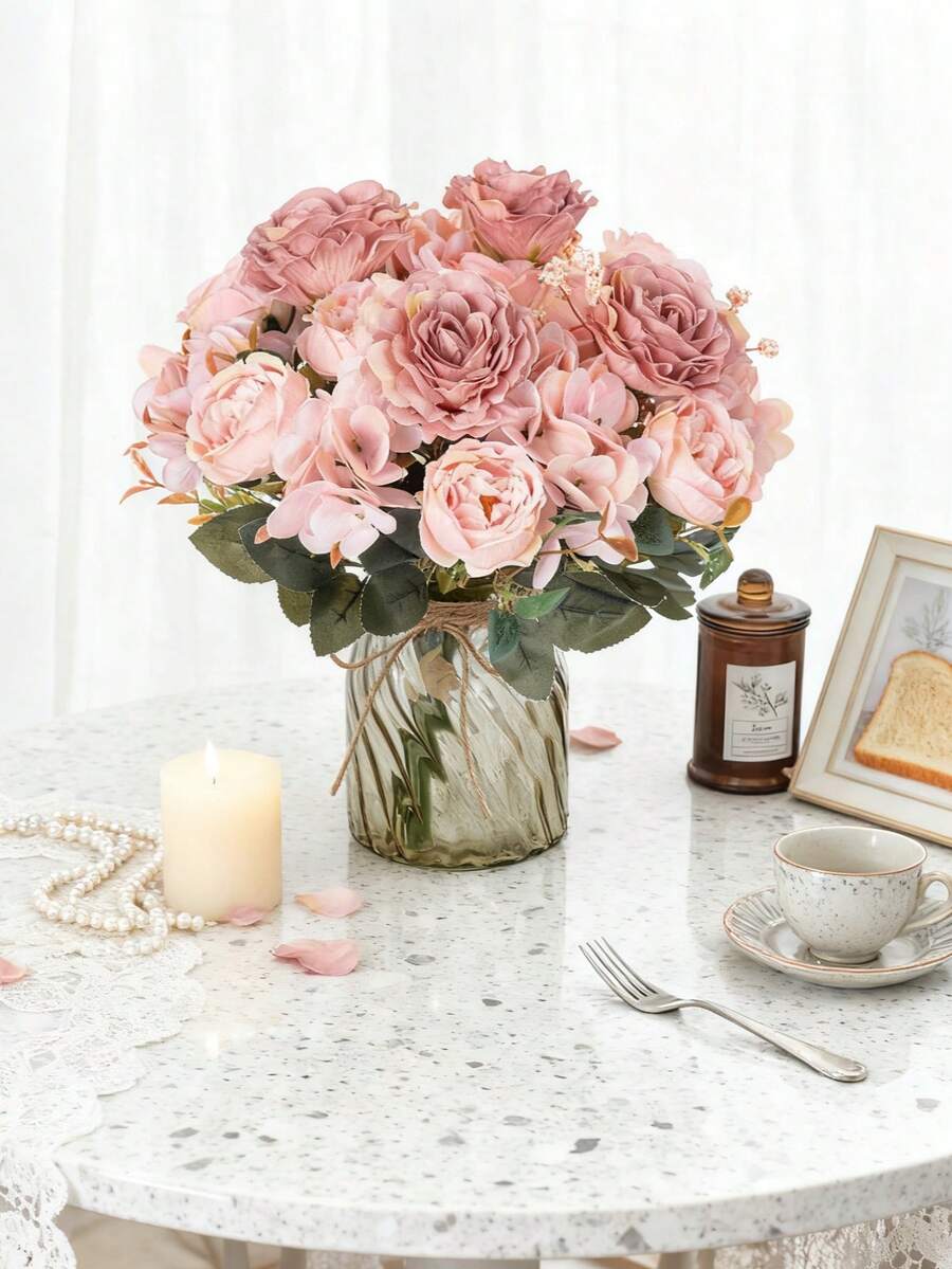 80 piezas Flores artificiales - Rosa de seda, plantas falsas para decoración del hogar, comedor, sala de estar, jardín exterior, otoño, primavera, jarrón, pared de flores, guirnalda, ramo de novia, decoración de boda, materiales para corona de DIY, materiales de decoración para fiesta de cumpleaños, accesorios de decoración del hogar, Día de la Madre, Día del Padre, San Valentín, regalos de Año Nuevo - Rosa - Ver 1