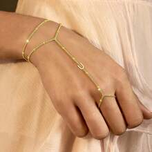 Hand Chain Bracelet For Women Dainty Gold Initial Bracelets Ring Bracelet Hand Chain Hand Jewelry Christmas Gifts For Women  2025,U - U - 查看 3