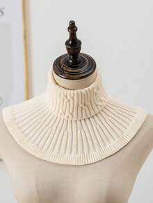 1pc Women Solid Color Knitted Neck Warmer, Knitted High Collar Scarf With Floral Trim, Thick Warm Neck Gaiter For Autumn/Winter, Multiple Colors Available, Casual & Versatile For Dress - Multicolor - View 26