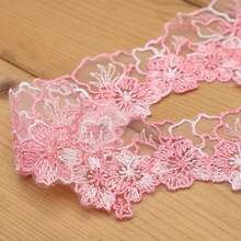 1pc Embroidered Floral Lace Trim, DIY Hair Accessory, Handmade Bow Ribbon, Clothing & Dress Decorative Ribbon - Multicolor - View 9