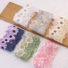 1pc Embroidered Floral Lace Trim, DIY Hair Accessory, Handmade Bow Ribbon, Clothing & Dress Decorative Ribbon - Multicolor - View 5