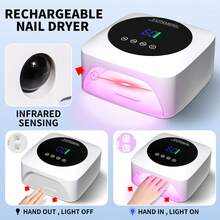 LIMEGIRL Lampu UV Kuku Profesional Kapasitas Besar, Cocok untuk Kuku Panjang, Lampu Pengeringan Cepat Isi Ulang dengan Baterai 2000mAh, 3 Pengaturan Timer dan Sensor Otomatis, Kompatibel dengan Gel Polish dan Kuku Akrilik, Untuk Penggunaan di Rumah dan Salon, Putih - Steker Tipe AS A (110-127V) - View 6