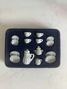 15-Piece Set Of Vintage Mini White Porcelain Tea Set (Teapot, Teacup, Saucer) Tableware, Home Model Decoration, Decoration, Perfect Birthday Valentine's Day Gift. - Multicolor - View 8