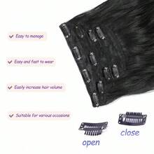 GSYY Cl In Hair Extensions 4Pcs 180g Long Wavy Nthetic Hair Black Hair Extension Cl Ins Black For Wen 20 Inch Cl In Extensions 1B 20inch - 黑色 - 查看 5
