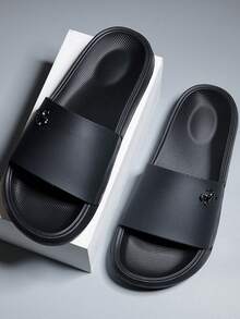 男士运动拖鞋，耐用加厚EVA鞋底，轻便休闲室内外凉鞋，适合夏季户外、海滩和休闲场合 - 黑色 - 查看 5