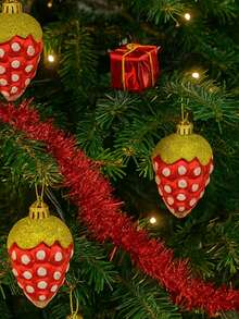 Pingente Árvore Natal Enfeites Decorativos Árvores Arranjos Natalinos Guirlanda Festão Papai Noel - Pinha Colorida 7cm - 6un - Visão 5