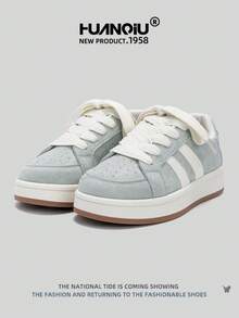 HUANQIU 2025 New Women's Shoes, Women's Sports Shoes, Fashionable White Shoes, Multifunctional, Lightweight, Comfortable, Lace Up Soft Soled Casual Shoes, Running Shoes, Gray Four Season Shoes - Grey - View 3