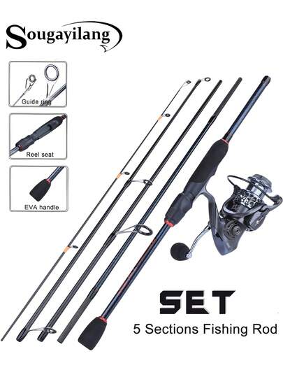 SOUGAYILANG 1 Combo Fishing Gear|1.8M Spining Carbon Fiber Rod 6-18LB EVA Handle |13+1Bb 5.1:1Gear Ratio Aluminum Spool And Handle More Durable For Beginners And Experienced Anglers