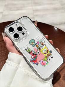 SPONGEBOB 1个透明太空卡通海绵宝宝家族字母标语穿孔防摔手机壳保护套，兼容三星/苹果17/16/15/14/13/12/11Pro Max/12Pro/14Plus等。 - 彩色 - 查看 7