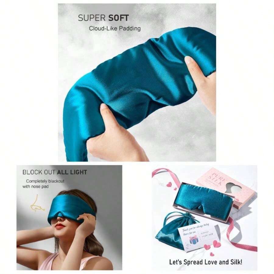 - Mascarilla de Seda para Dormir Lateral, Antifaz para Dormir para Mujer Hombre 22 Momme Seda Pura Morera, - Azul eléctrico - Ver 1