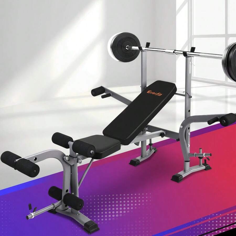 Everfit Weight Bench 8 In 1 Bench Press Adjustable Home Gym Station 200kg - Màu xám đen - Xem 1