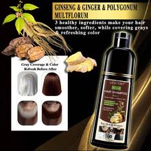 Brown Hair Dye Shampoo For Gray Hair – 10 Mins Plant-Powered Formula, Swiftly Covers Stubborn White Hair & Beard, Long-Lasting Even Shade, Nourishes Scalp & Restores Shine, Easy At-Home Hair Coloring, Unisex For Women & Men, Ideal For All Hair Types - 2pcs (棕色+棕色) - 查看 7