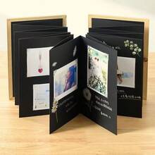 34页折叠相册，空白封面，复古牛皮纸，手工创意生日礼物，馈赠佳品 - 黑色 - 查看 5