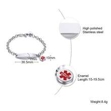 1pc Customized Laser Engraved Stainless Steel Red Medical ID Bracelet For Women, Great Christmas Gift For Elders - Style 4 - View 3