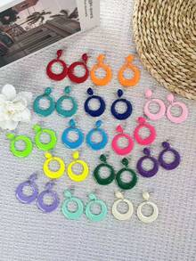 Vibrant Colorful Rainbow Design Earrings, Popular African Festival Holiday Fashion Earring Studs