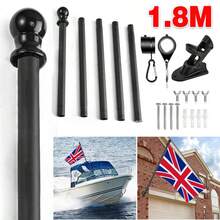 Wall Mounted Mount Telescopic Flag Pole Top Gold Ball Aluminum Flagpole - Black - View 1