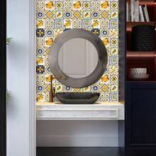 12pcs Bohemian Floral Ceramic Tile Stickers, Self-Adhesive PVC Stickers For Kitchen Backsplash, Bathroom And Stair Walls - Easy To Apply And Remove, 10/15/20cm*12pcs - Multicolor - View 9