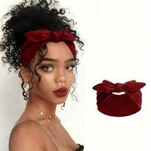 1/3/Set Women's Butterfly Bow Rabbit Ear Headband, Bohemian Style Super Wide Cute Rabbit Ear Knot Headband, Christmas/Autumn/Autumn Winter Hair Accessories, Women's Elastic Solid Color Butterfly Bow Headband, Suitable For Fitness/Yoga/Sports/Outdoor Activities, A Solid Color Casual Headband Suitable For All Seasons - Màu Đỏ Sâu - Xem 8