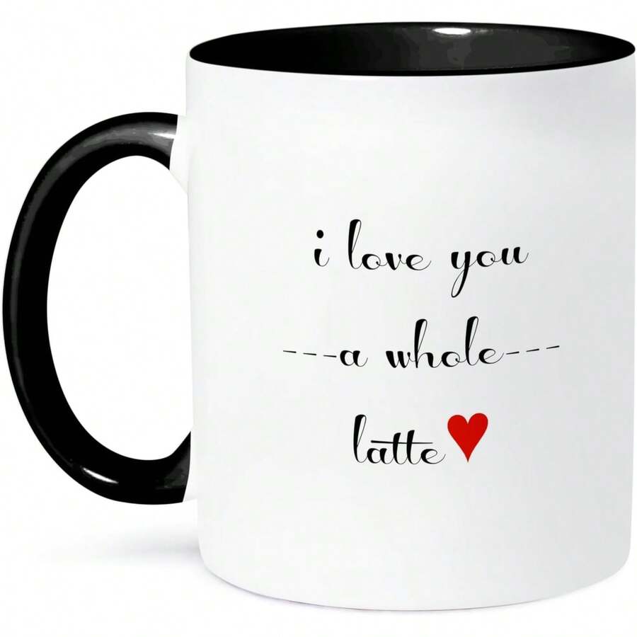 Taza 3dRose "Te Amo Todo Un Latte", Negra, 11 oz - Multicolor - Ver 1