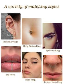 DAILI 2 件 16G 不锈钢唇环铰链式耳钉分段式鼻中隔唇环软骨耳屏耳环身体穿孔首饰 8 毫米 9 毫米 10 毫米 12 毫米 14 毫米 16 毫米 - 2個唇環 - 查看 7