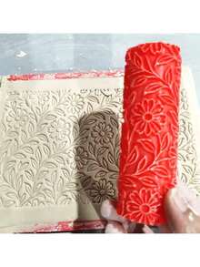 Polymer Clay & Ceramic Texture Rolling Pin, Daisy Meadow Embossing Rolling Pin, Daisy Field - Relief, Embossed Ceramic Texture Roller For Jewelry Making, Compatible With Polymer Clay Texture Sheets And Polymer Clay Cutters