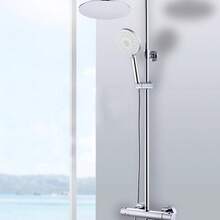 Exposed Thermostatic Shower Mixer Bathroom Twin Head Round Square Bar Set - Silver - View 9
