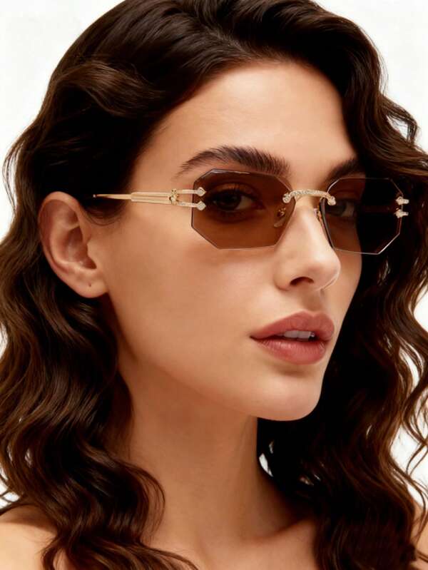 1 par de gafas de moda con tinte poligonal retro, elegantes para vacaciones, viajes y conducir