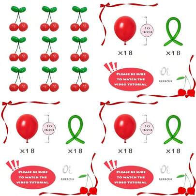 260 Long Red Green Cherry Twisting Latex Balloons Garland Arch Summer Fruit Berry She's The Cherry On Top Themed Balloon For First Birthday Balloons Tree Decor Baby Shower Party Decorations Supplies
