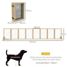 PawHut Wooden Dog Gate, 8-Panel Folding Door, Stair Gate 375x44x70cm For Home - 1 - View 3
